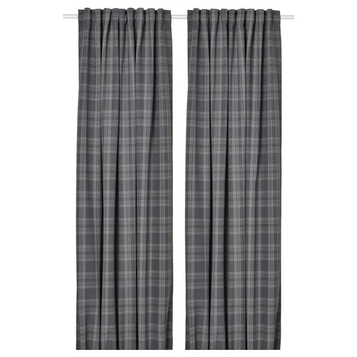 HÄGGVECKMAL Room darkening curtains, 1 pair - dark grey/with heading tape 145x250 cm