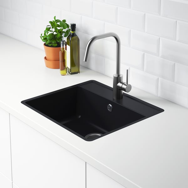 Hallviken Inset Sink 1 Bowl Black Quartz Composite For Custom Made Worktop Laminate 56x50 Cm Ikea