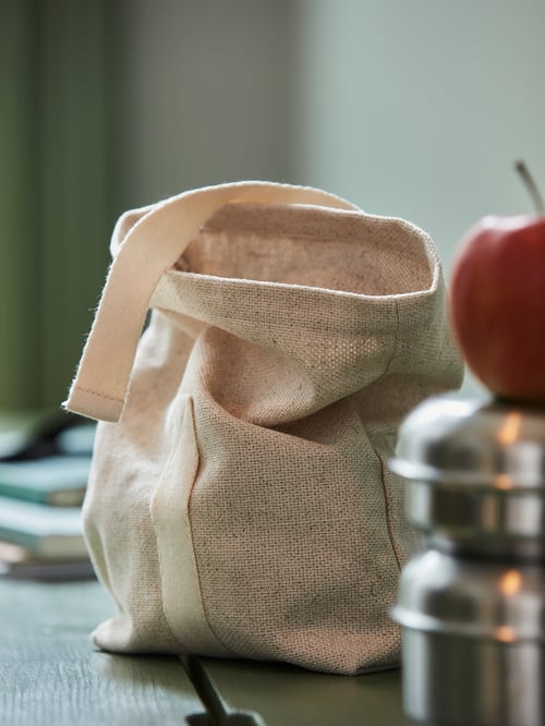 HAJMAL Snack bag, fabric, natural, 14x6x22 cm IKEA