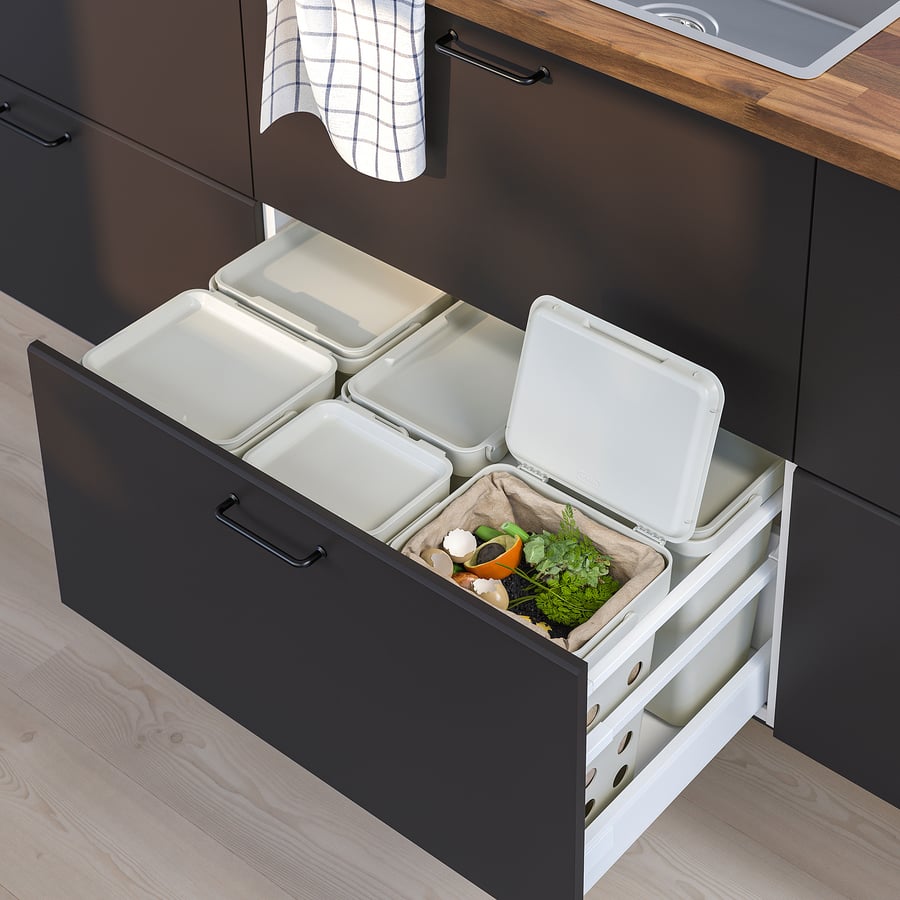 HÅLLBAR light grey, Bin with lid for organic waste IKEA