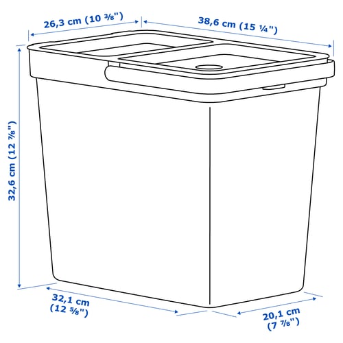 HÅLLBAR Bin with lid, light grey, 22 l IKEA