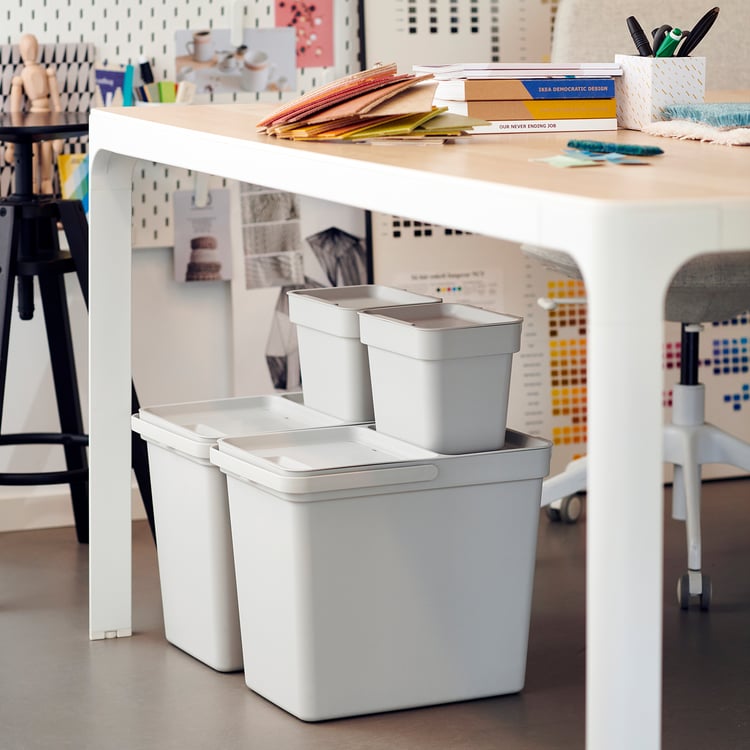 HÅLLBAR Bin with lid, light grey, 22 l - IKEA UK
