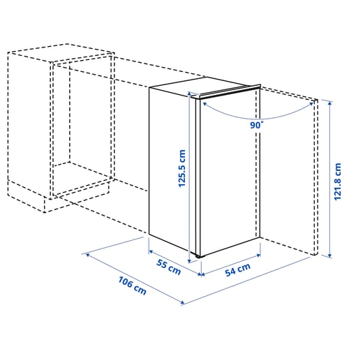 HÅLLNÄS Fridge with freezer compartment, IKEA 500 integrated, 174/16 l