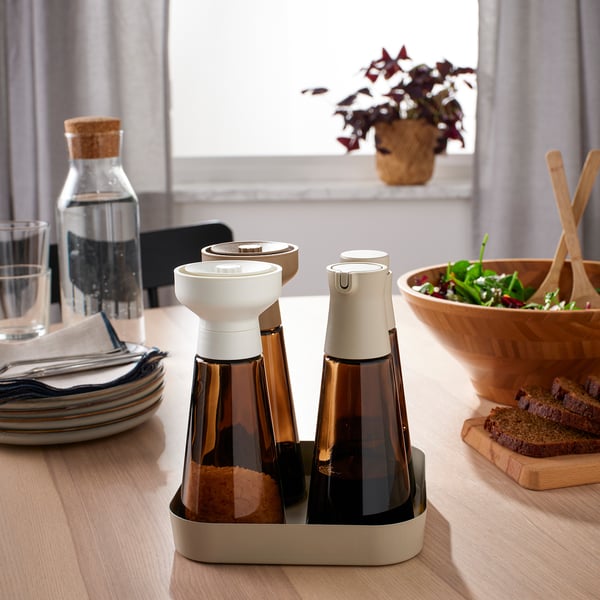 HALVTOM bottle with pour spout, glass/brown, 19 cm - IKEA