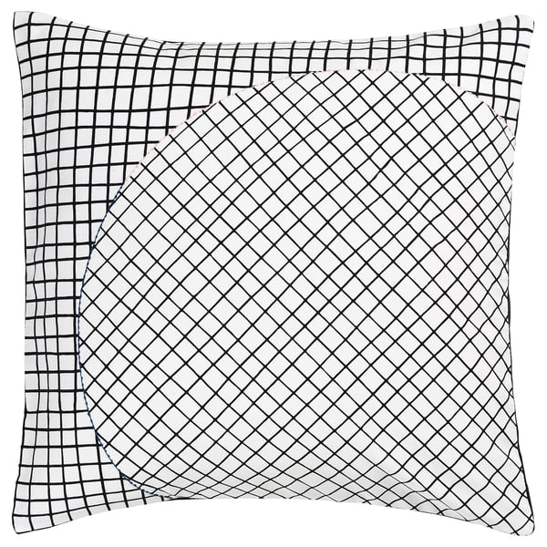 Hantverk Cushion Cover Handmade White Black Ikea