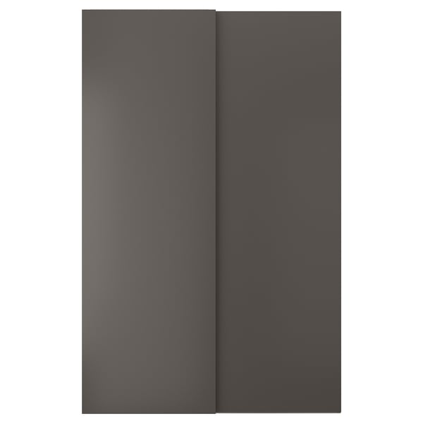 HASVIK Pair of sliding doors, dark grey, 150x236 cm
