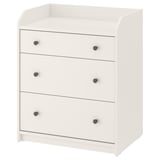 HAUGA Chest of 3 drawers, white, 70x84 cm