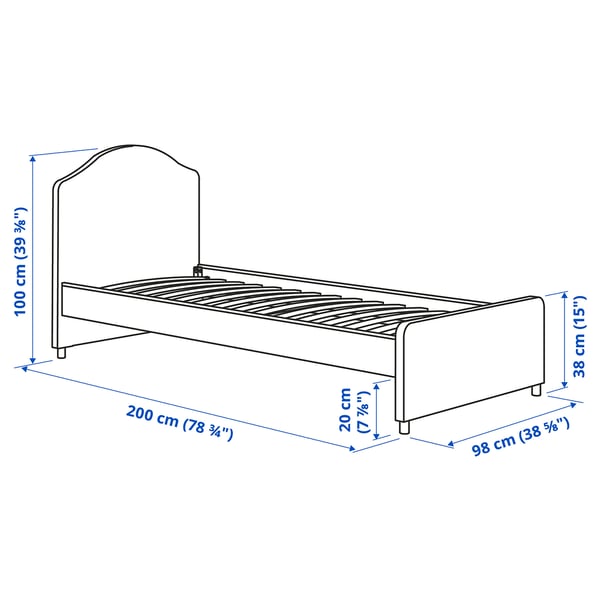 HAUGA Upholstered bed frame, Vissle grey, Standard Single IKEA