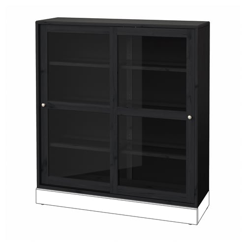 HAVSTA Glass-door cabinet - black 121x35x123 cm