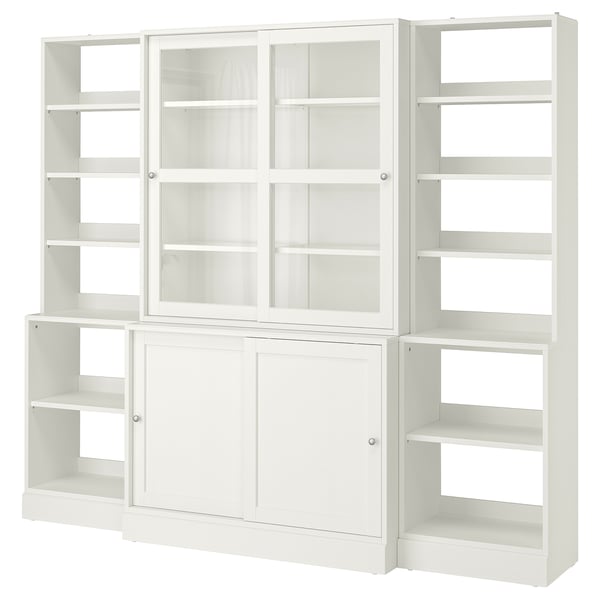 Havsta White Storage Comb W Sliding Glass Doors 243x47x212 Cm Ikea