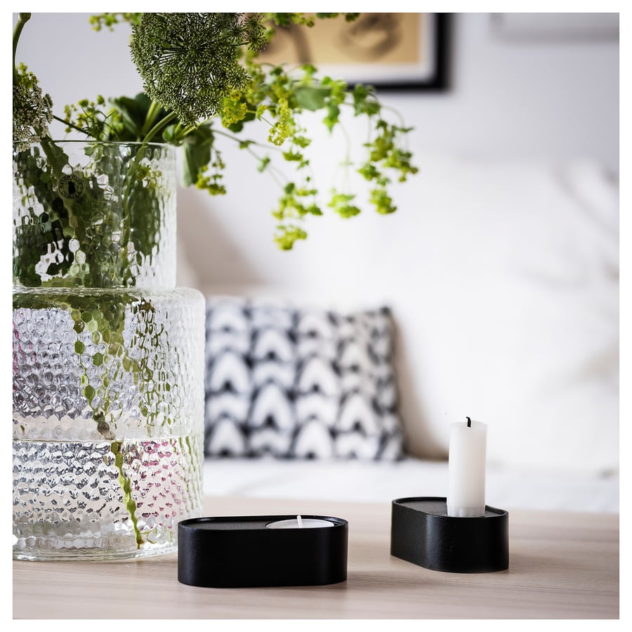 HEDERVÄRD candlestick/tealight holder, black, 3 cm IKEA