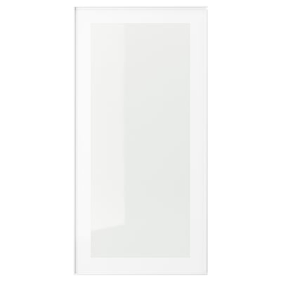 HEJSTA Glass door, white/clear glass, 40x80 cm