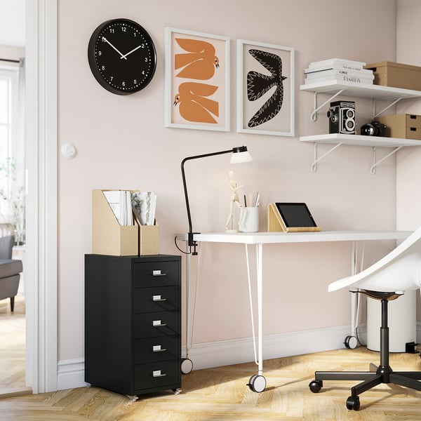 HELMER Drawer unit on castors, black, 28x65 cm