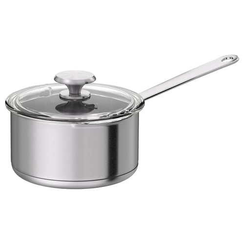 HEMKOMST Saucepan with lid - stainless steel/glass 2 l