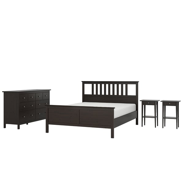 HEMNES Bedroom furniture, set of 4, blackbrown, 180x200 cm IKEA