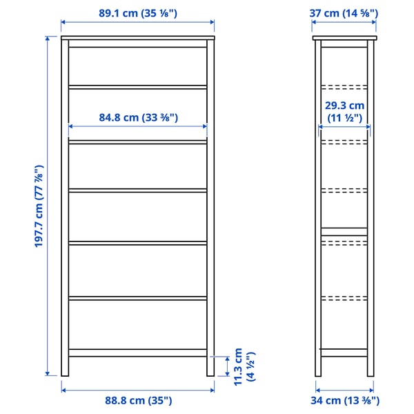 HEMNES Bookcase, black-brown/light brown, 90x197 cm