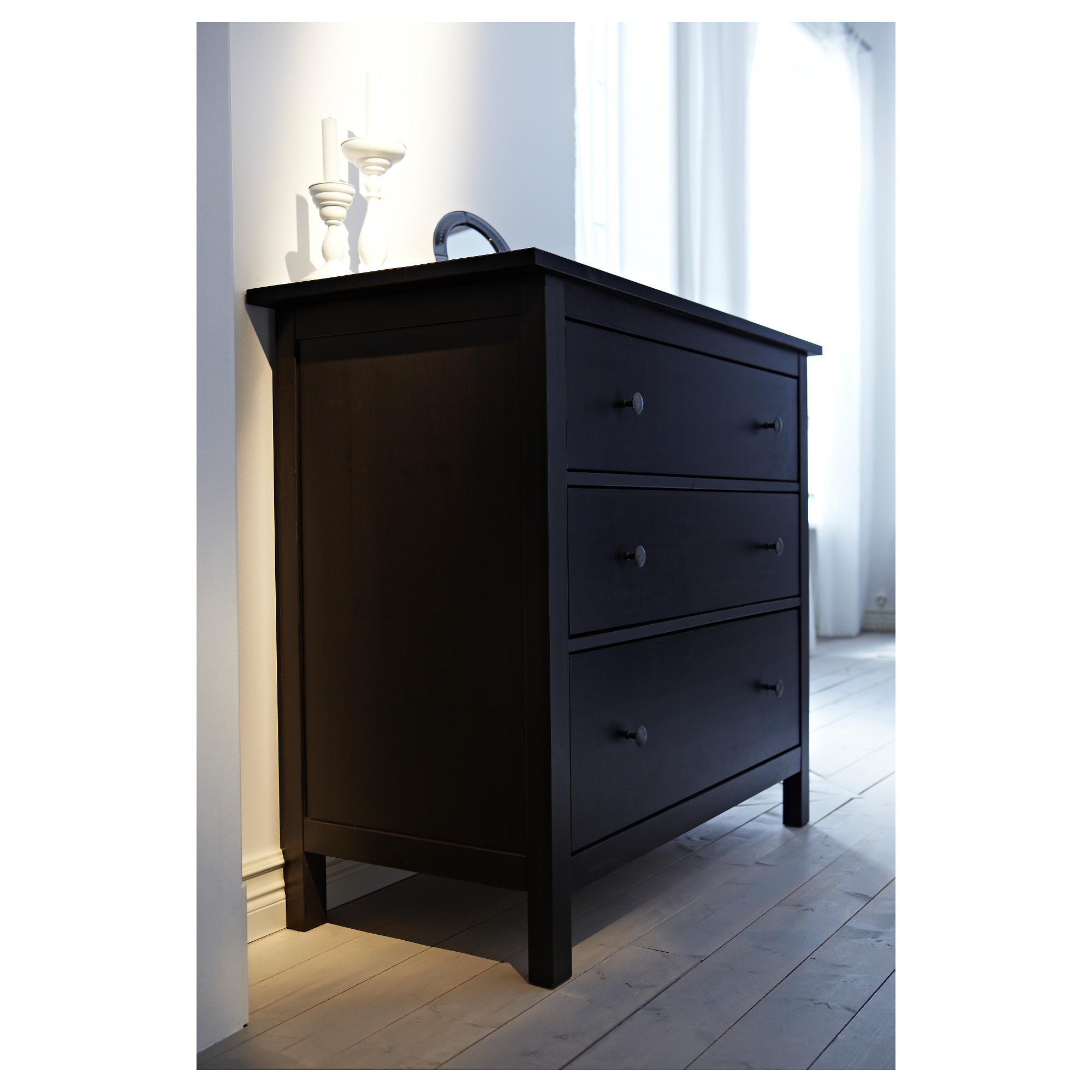 HEMNES blackbrown, Chest of 3 drawers, 108x96 cm IKEA