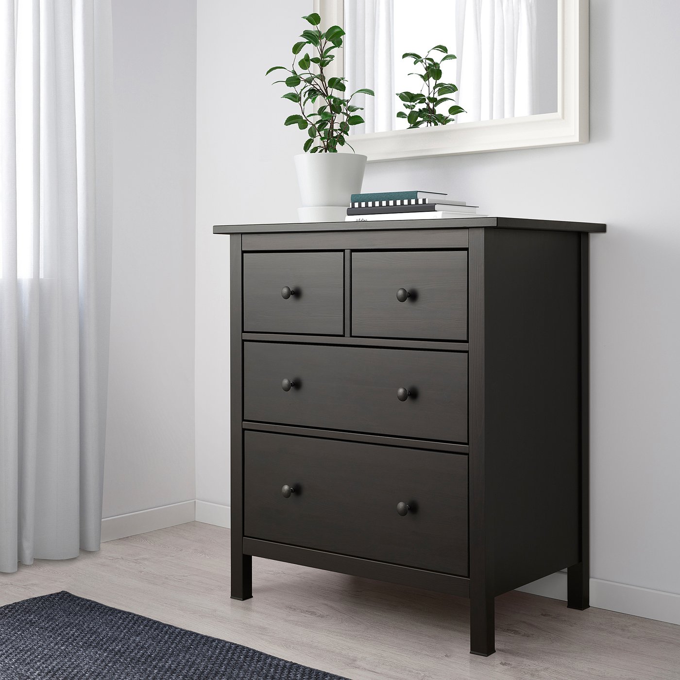 HEMNES blackbrown, Chest of 4 drawers, 88x96 cm IKEA