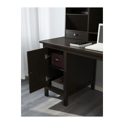 HEMNES Desk with addon unit Blackbrown 155 x 137 cm IKEA