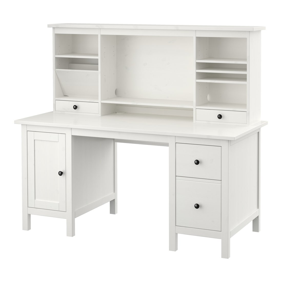 HEMNES white stain, Desk with addon unit, 155x137 cm IKEA