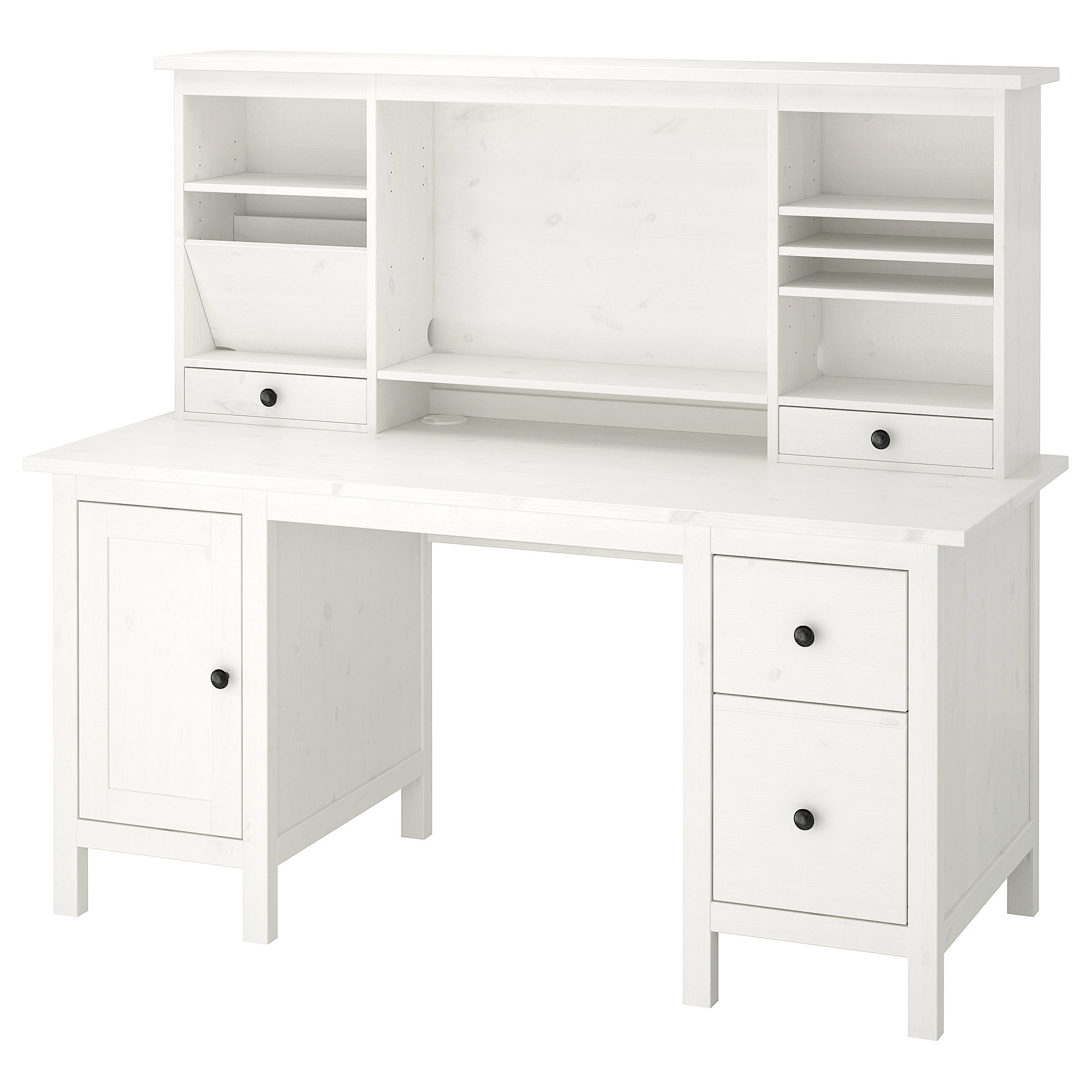 HEMNES white stain, Desk with addon unit, 155x137 cm IKEA