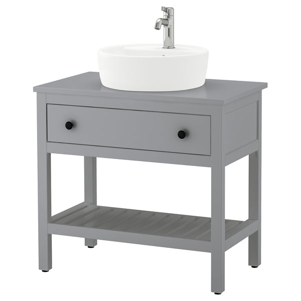 HEMNES / TÖRNVIKEN Open wsh-stnd w drw/wash-basin/tap, grey, 82x48x90 cm
