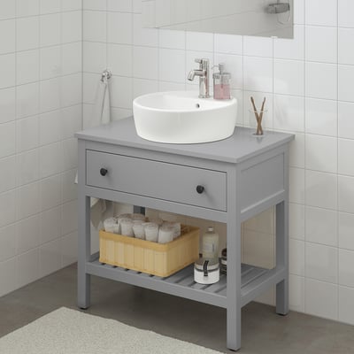 HEMNES / TÖRNVIKEN Open wsh-stnd w drw/wash-basin/tap, grey, 82x48x90 cm