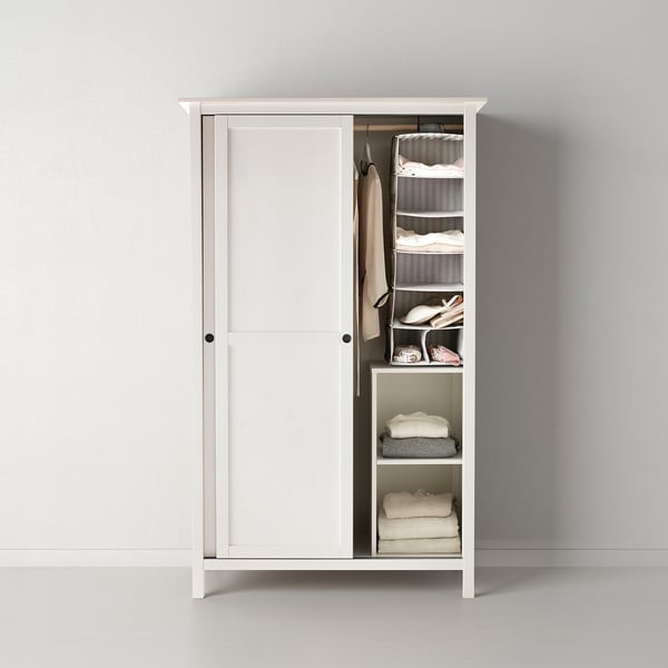 HEMNES Wardrobe with 2 sliding doors - white stain - IKEA