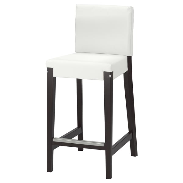 HENRIKSDAL Bar stool with backrest frame, dark brown, 63 cm