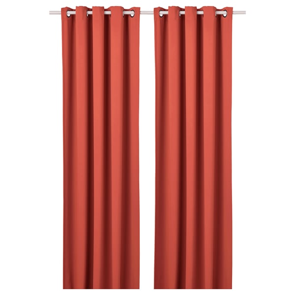 HILLEBORG Room darkening curtains, 1 pair, brown-red, 145x250 cm - IKEA