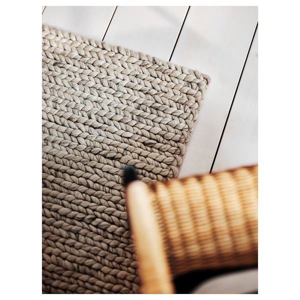 HJORTSVANG Rug, handmade/off-white, 160x230 cm