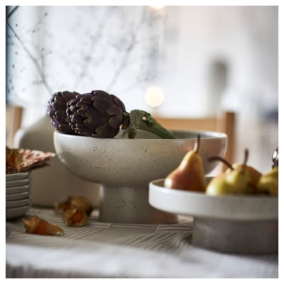 HÖSTAGILLE Serving bowl, light beige/orange-brown, 26 cm