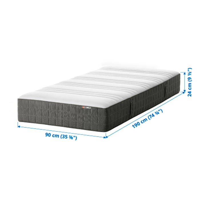 HÖVÅG medium firm, dark grey, Pocket sprung mattress, Standard Single