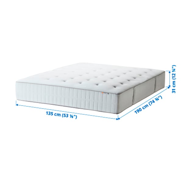 Hokkasen Firm White Pocket Sprung Mattress Standard Double Ikea