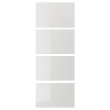 HOKKSUND 4 panels for sliding door frame, high-gloss light grey, 75x201 cm