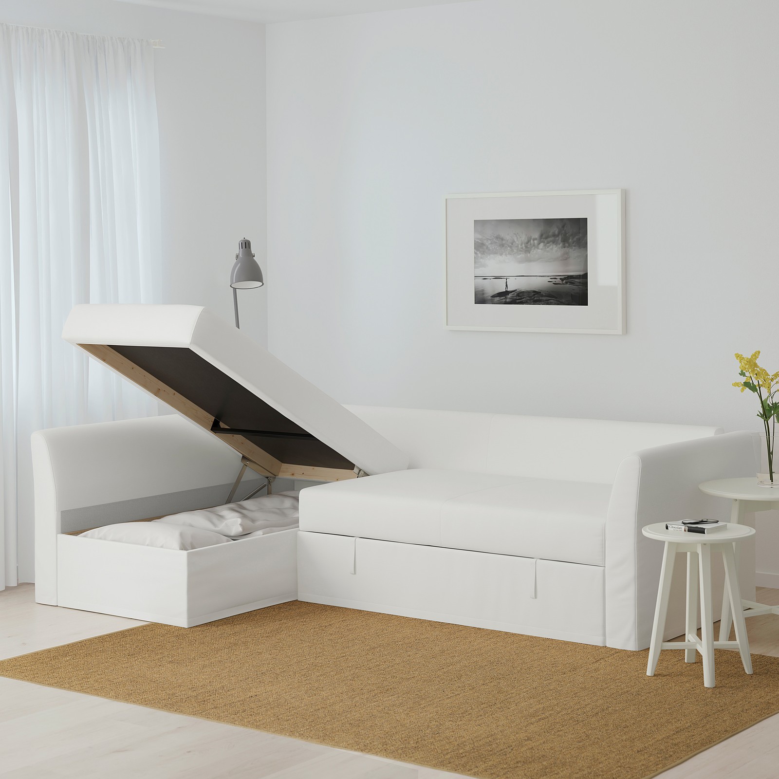 HOLMSUND Gräsbo white, Corner sofabed IKEA