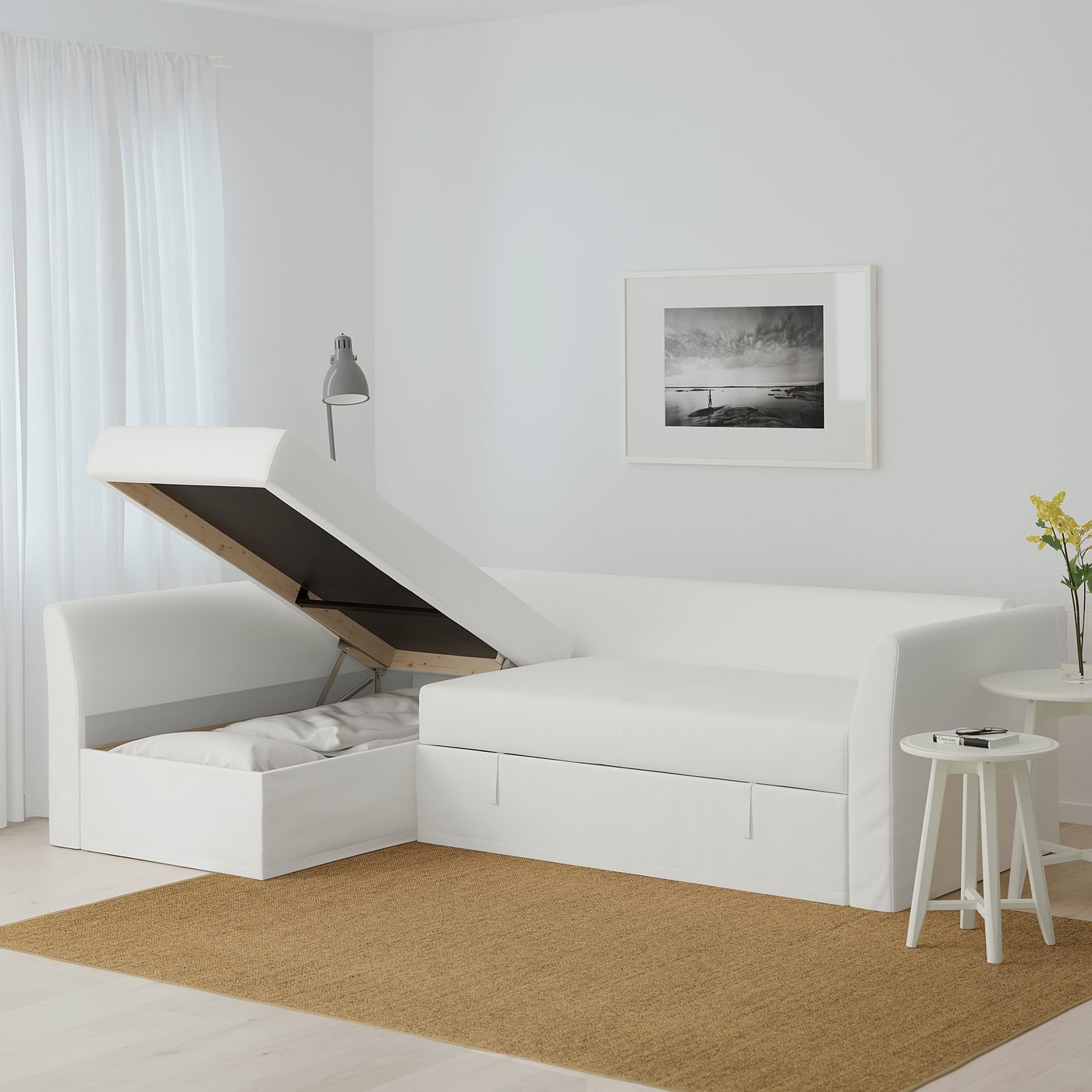 HOLMSUND Gräsbo white, Corner sofabed IKEA