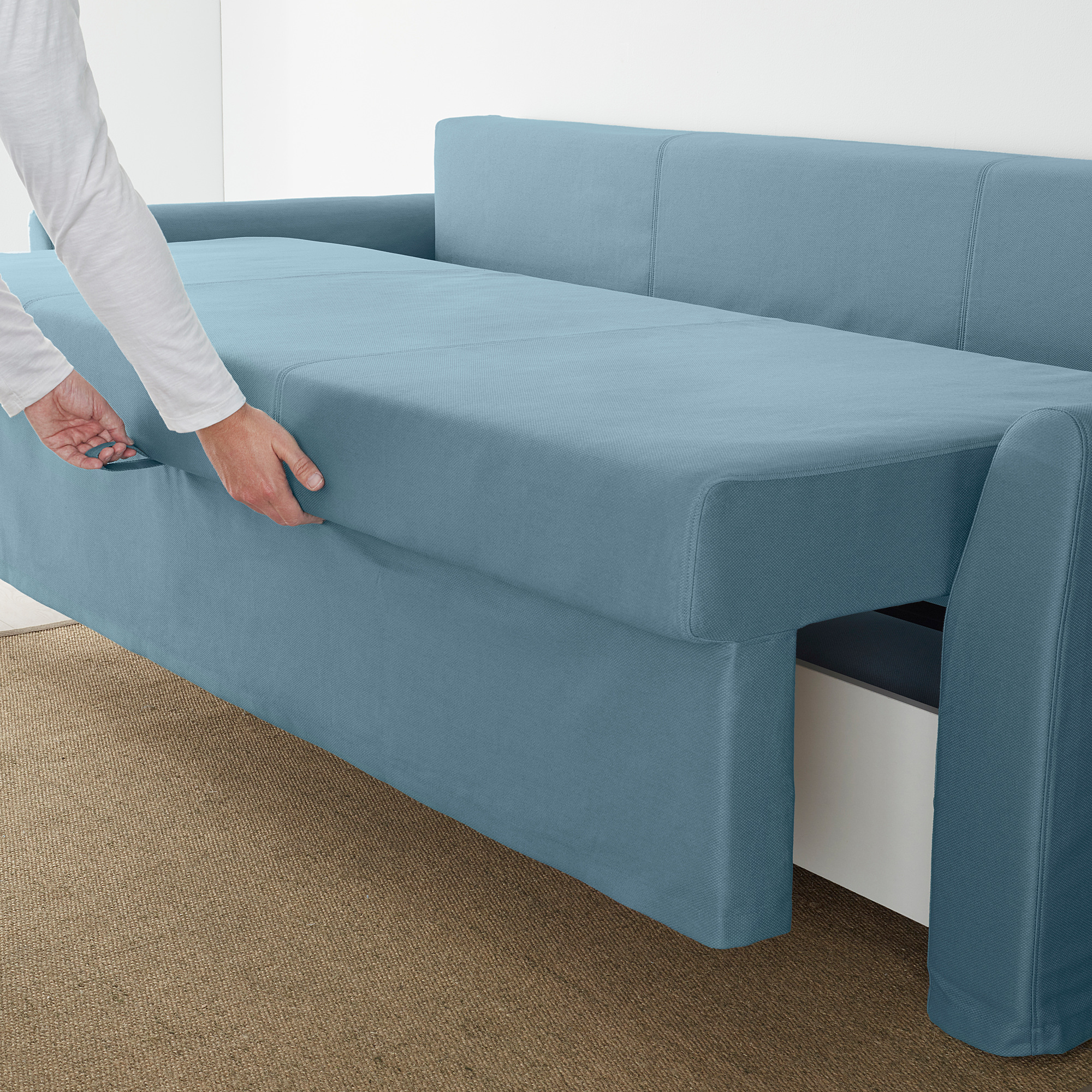 HOLMSUND GrÃ¤sbo light blue, Three-seat sofa-bed - IKEA