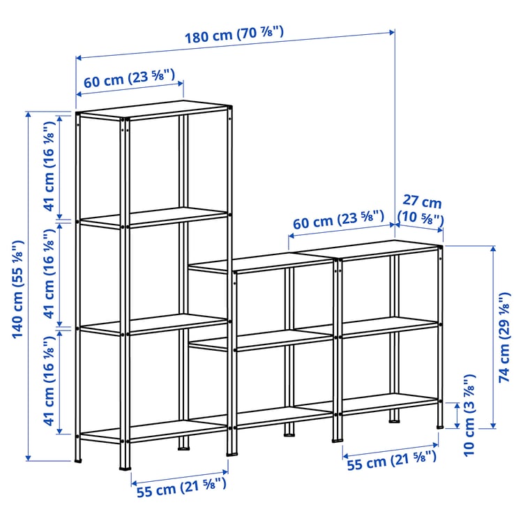 HYLLIS shelving unit in/outdoor, 180x27x74140 cm IKEA