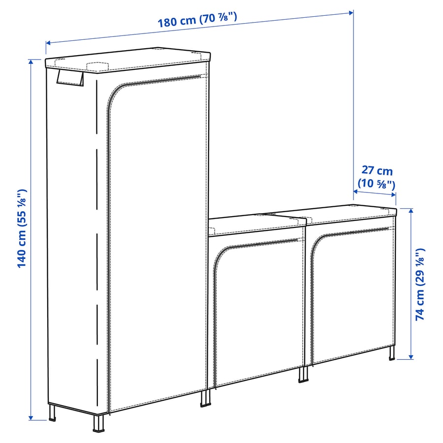 HYLLIS shelving units with covers, transparent, 180x27x74140 cm IKEA