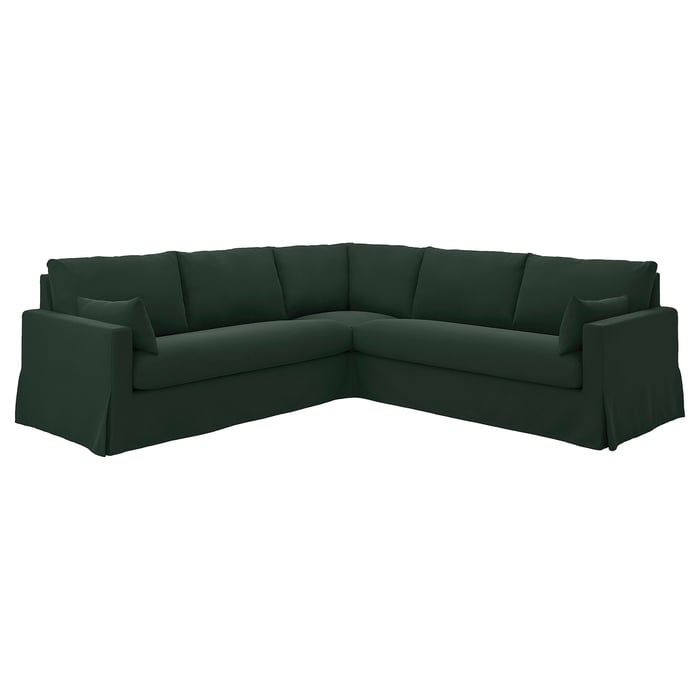HYLTARP cover for corner sofa, 4 seater, Tallmyra chenille, dark green