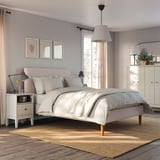 IDANÄS Upholstered bed frame, Gunnared pale pink, Standard Double