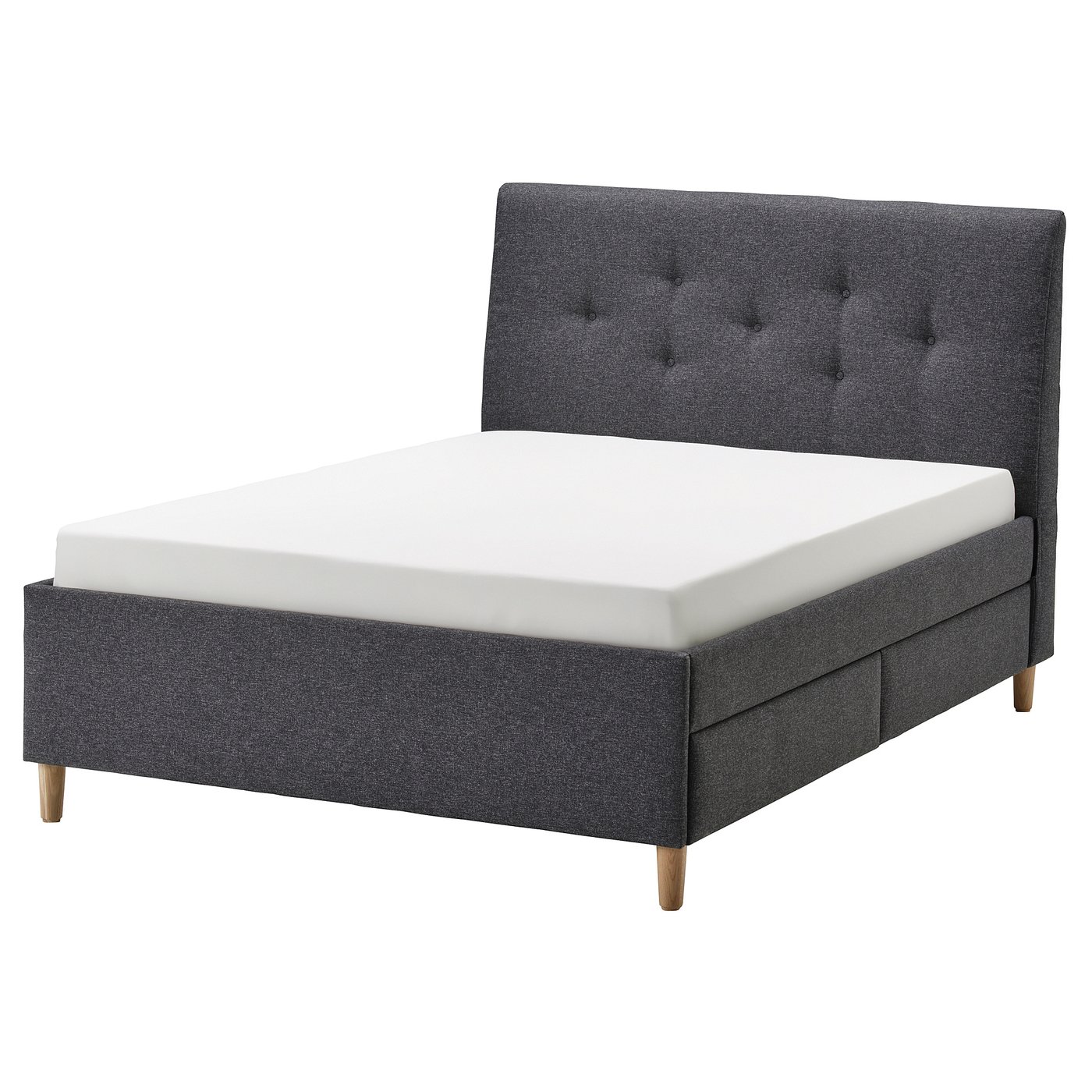 IDANÄS Upholstered storage bed, Gunnared dark grey, Standard Double IKEA