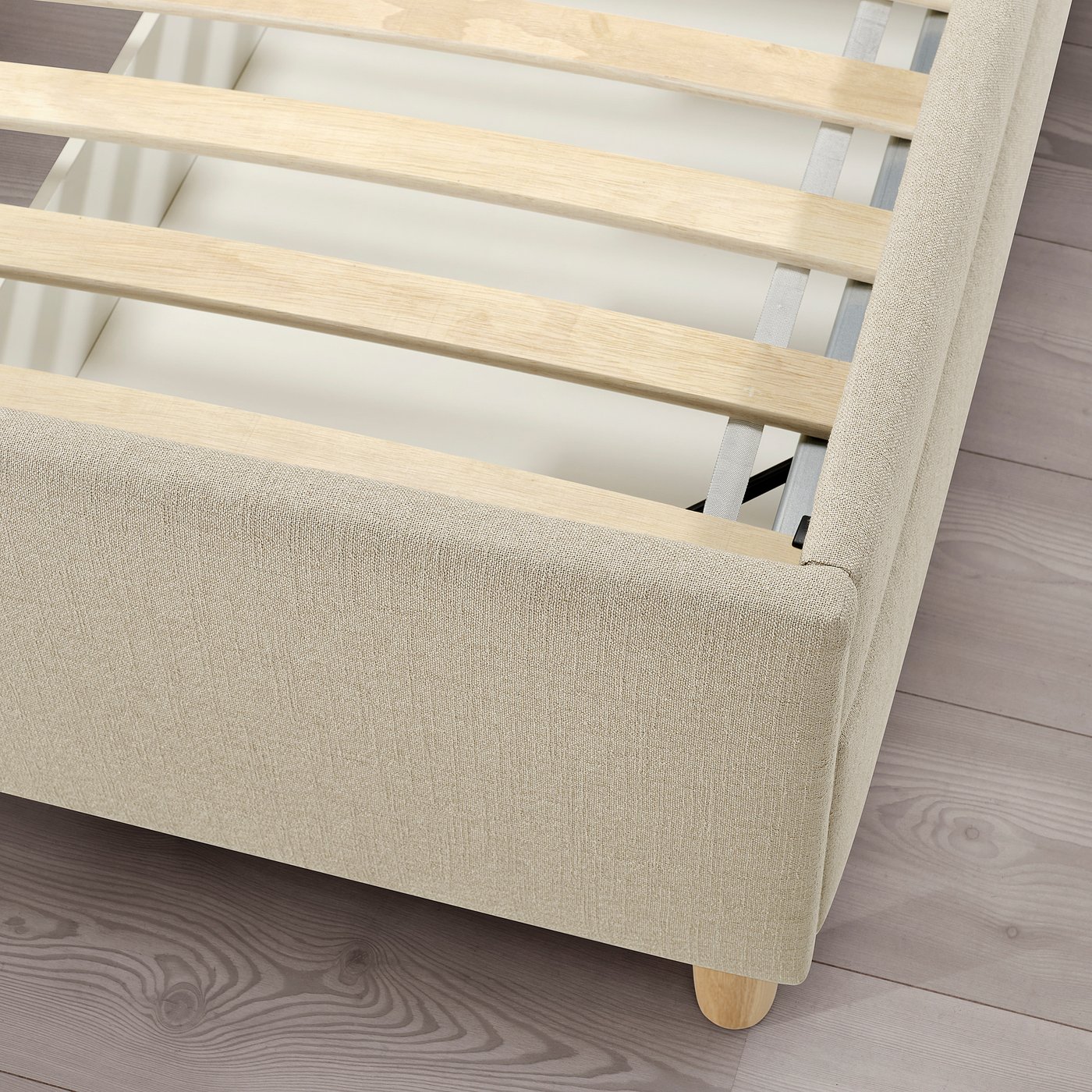 IDANÄS Upholstered storage bed - Naggen beige Standard King