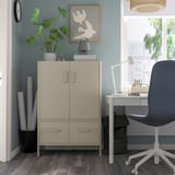 IDÅSEN Cabinet with doors and drawers, beige, 80x47x119 cm