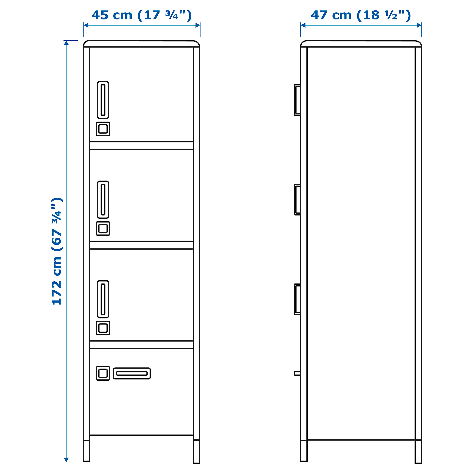 IDÅSEN blue, High with smart lock, 45x172 cm IKEA