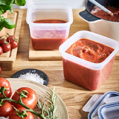 IKEA 365+ Food container, square/plastic, 1.4 l