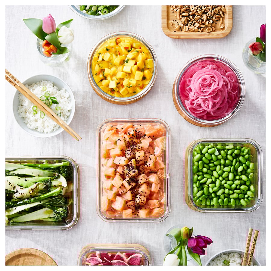 IKEA 365+ food container with lid, rectangular glass/bamboo, 1.0 l IKEA