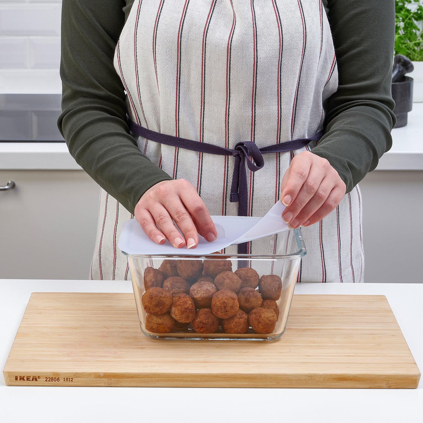 IKEA 365+ food container with lid, rectangular glass/silicone,