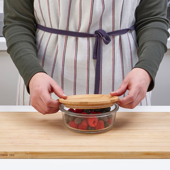 IKEA 365+ food container with lid, round glass/bamboo, 400 ml IKEA